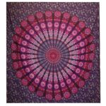 Cuvertură Dublă din Bumbac + Tapiserie de Perete - Mandala Păun - Mov