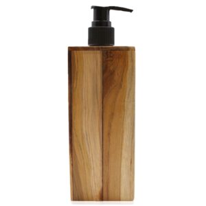 Dozator de Săpun din Lemn de Tec Natural - Pătrat