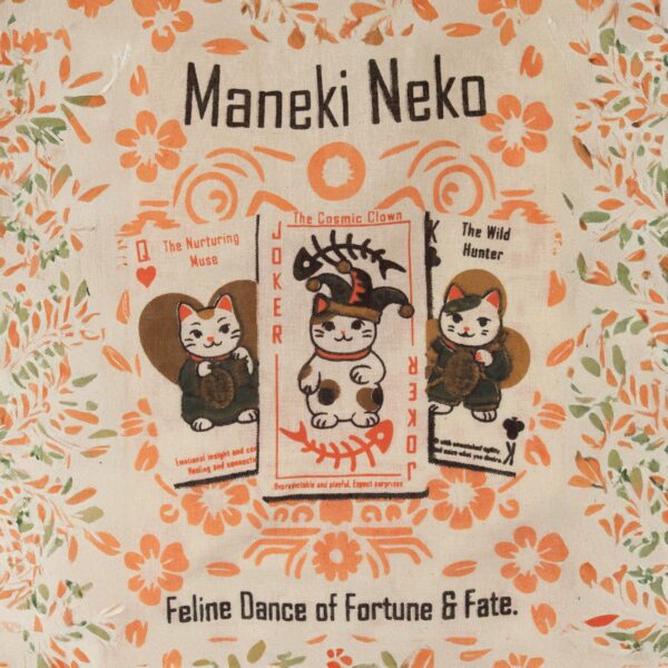 Geantă Tote Mini Cadou Iconică – Maneki Neko (4 modele asortate) – Natural 4oz (24x18 cm)
