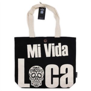 Set 5 buc. Geantă Tote Clasică Iconică – Mi Vida Loca – Negru Natural 10oz (36x43x10cm)