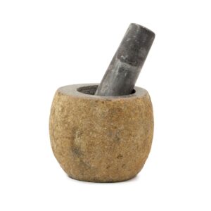 Mojar Decorativ cu Pistil din Piatră Naturală de Râu – Mic (aprox. 9 × 7 cm)