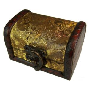 Cutie depozitare tip cufar cu panou auriu 5,5x6x9 (cm)