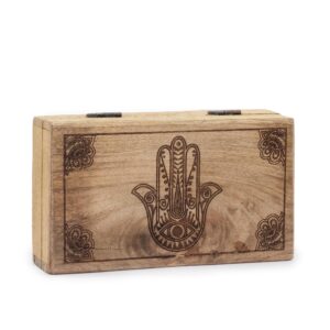 Cutie Medie pătrată 17x10x4.2cm - Hamsa Gravată Neagră