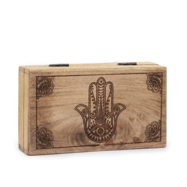 Cutie Medie pătrată 17x10x4.2cm - Hamsa Gravată Neagră