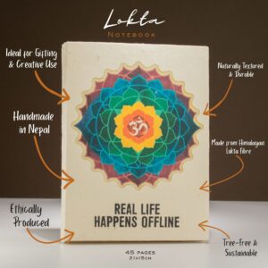 Jurnal Lokta Inspiration – Mare (21x15 cm), 45 file – Real Life – cu semn de carte inclus