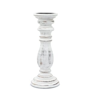 Suport Clasic pentru Lumânare - Alb Spălat - 30x10cm - Mediu