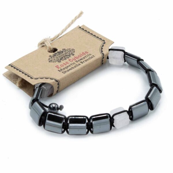 Brățări Shamballa din Hematit Magnetic - Cuburi - Cuarț roz