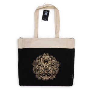 Geantă Tote Mare (38x15x43 cm) – Bumbac 14oz Stonewash – Maro Închis – Hamsa Libertății