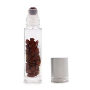 Sticle Roll-On pentru Ulei Esențial cu Pietre Prețioase - Jasp Roșu - Capac Auriu