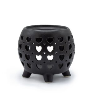 Lampă de aromaterapie în formă de ghiveci mic cu inimi multiple negru mat