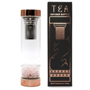 Sticlă de Ceai cu Infuzor - Aur Roz - Cuarț Roz