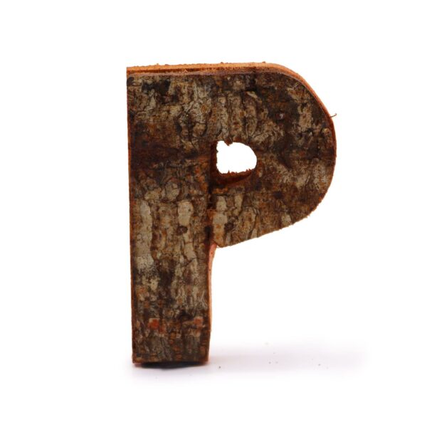Literă din Scoarță Rustică - "P" - 7cm