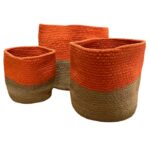 Coș de depozitare mediu din sfoară de bumbac și iută 20x20 cm - portocaliu