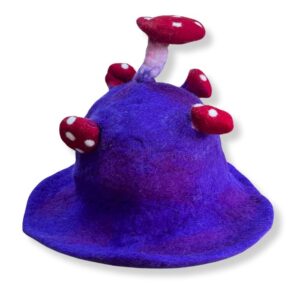 Pălărie din Pâslă cu Ciuperci - Violet Închis