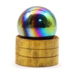Glob Cristal Semiprețios 40 mm – Ametist Aura cu Suport