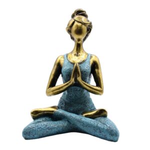 Statuie Yoga Lady -  Bronz - Turcoaz 24 cm