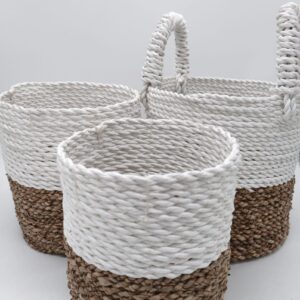 Set Coșuri din Iarbă de Mare - Alb Natural