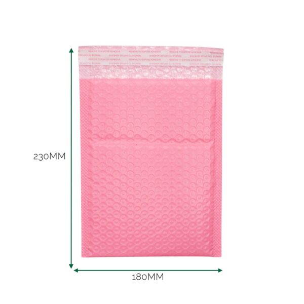 Plic din polietilenă roz, cu bule (180x230+40 mm)