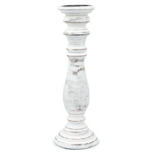 Suport Clasic pentru Lumânare - Alb Spălat - 37x10cm - Mare