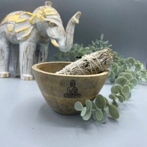 Bol din Lemn Pentru Mănunchiuri și Ofrande Rituale - Buddha - 12x7cm
