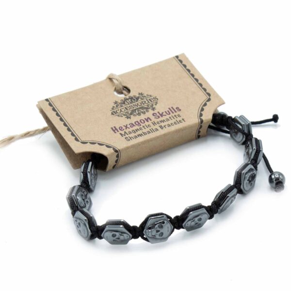 Brățări Shamballa din Hematit Magnetic - Cranii Hexagonale