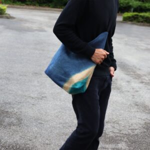 Geantă de Umăr din Amestec Moale - Denim Albastru