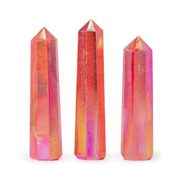 Obelisc din Piatră Prețioasă 9 cm – Cuarț Cristal Aurura – Roz-Piersică