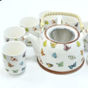 Set de ceai cu 6 cani - Fluturi