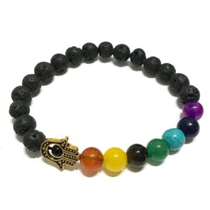 Brățară Piatră Lavă - Chakra/Hamsa