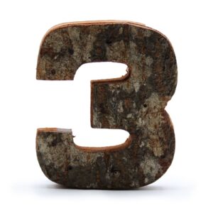 Număr din Scoarță Rustică - "3"  - 7cm