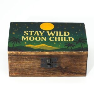 Cutie emailată din lemn de mango Stay Wild Moon Child