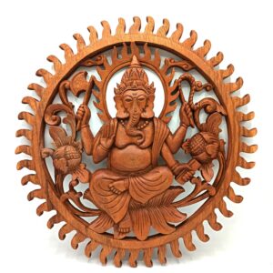 Panou Sculptat din Lemn - Ganesha - 40cm
