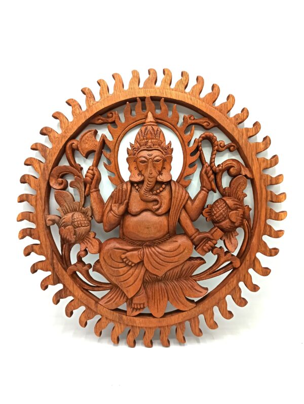 Panou Sculptat din Lemn - Ganesha - 40cm
