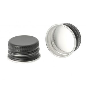 Capac pentru Sticlă de Medicamente din Sticlă, Aluminiu Negru, 28 mm