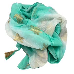 Sarong alb și turcoaz cu design țestoasă aurie