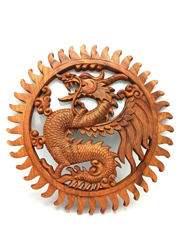 Panou Sculptat din Lemn - Dragon 40cm