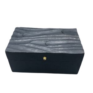 Cutie vintage din lemn de mango 22x12x10cm - Vârtejuri Negre