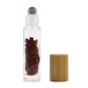Sticle Roll-On pentru Ulei Esențial cu Pietre Prețioase - Jasp Roșu - Capac din Lemn