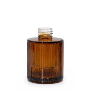 Sticlă difuzor striată 150 ml în stil fumuriu cu Bețișoare (Gât de 28 mm) - Albastru Fumuriu