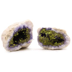 Geode de Calcit Colorate - Natural Rock - Violet și Auriu