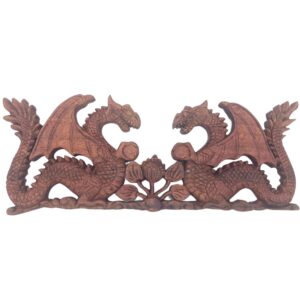 Panou Sculptată cu Doi Dragoni - 40x15cm