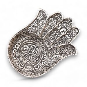 Suport Mare Hamsa din Aluminiu Lucios pentru Tămâie 18x13cm