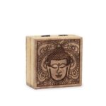 Cutie Mică Pătrată 10x10x4.2cm - Fața Buddha Gravată Neagră