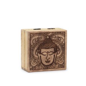 Cutie Mică Pătrată 10x10x4.2cm - Fața Buddha Gravată Neagră
