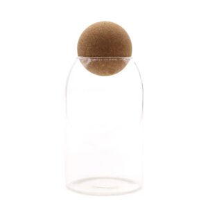 Borcan rustic din sticlă cu capac de plută 15 cm