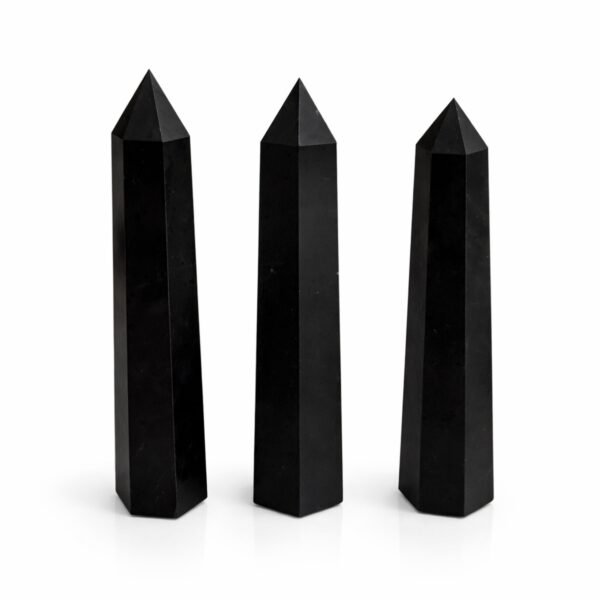 Obelisc din Piatră Prețioasă cu Șase Fețe aprox. 17 cm – Turmalină Neagră