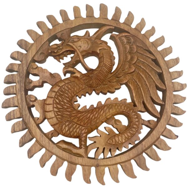 Panou Sculptat cu Dragon Soare Înaripat - 30cm