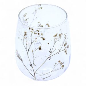 Suport de Lumânare din Sticlă Naturală cu Motiv Floral – Margarita – Tip Vază – (12x11 cm)