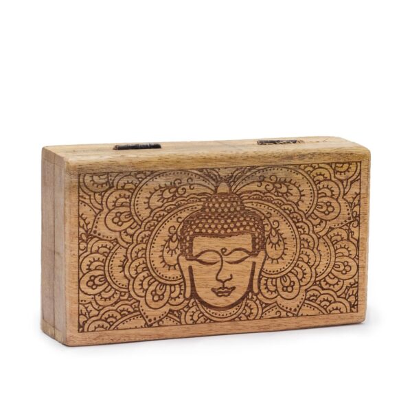 Cutie Medie pătrată 17x10x4.2cm - Fața Buddha Gravată Neagră