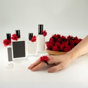 Inele parfumate din șifon culoarea Roșu trandafiriu (set de 25 )